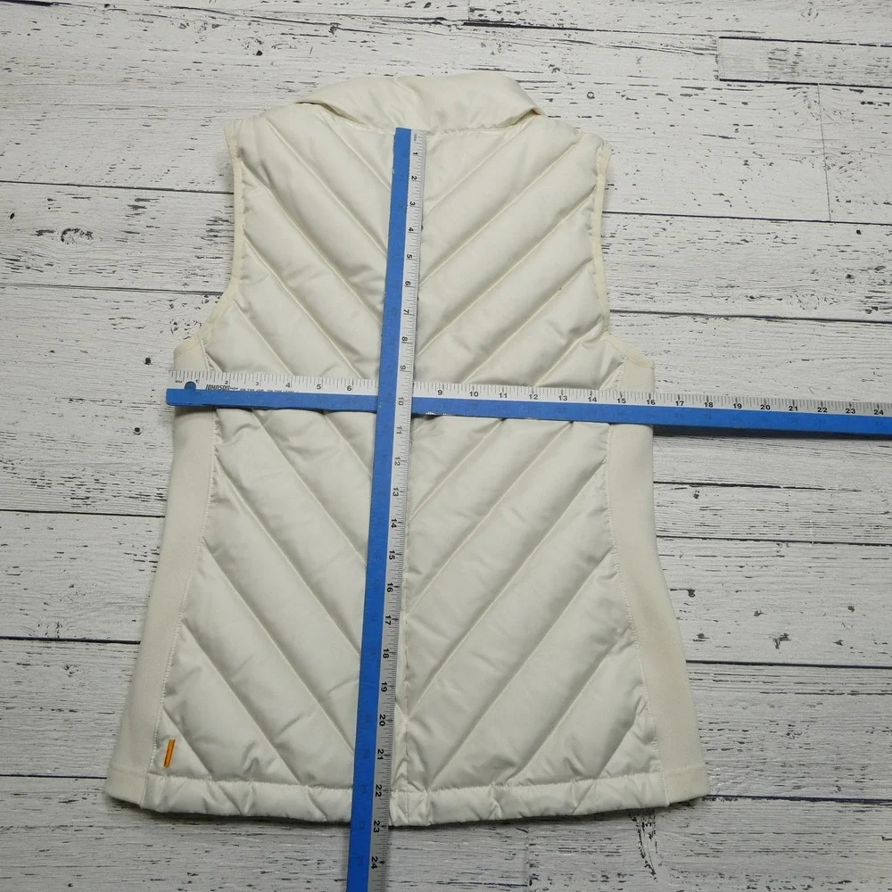 Lucy Vest Womens‎ Small White Full Zip Quilted Goose Down Sleeveless Puffer